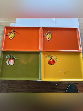 Set of Four Davar Laquer Ware plates from 1965.